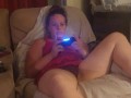 Wife gets mad and angry that I jerk off next to her while she her night gown is up, while she gaming