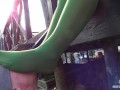 My nylon feet in green tights on your face