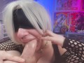 HUGE TITS 2B COSPLAYER SLOPPY DEEPTHROAT AND TITTYFUCK