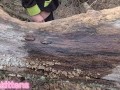 Piss off a log pussy piss