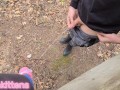 Piss off a log pussy piss