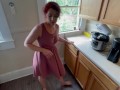 Roxan Reeves stops washing dishes to get a throat pie in the kitchen blowjob sloppy deepthroat oral