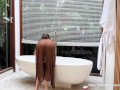 Cleaning Bathroom with Sexy Brunette in Transparent Robe without Underwear * Amy Haze