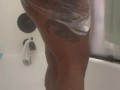 Big Booty Funsized Thick Natural Woman Takes a FULL Shower With Soapy Ass part 1 of 3