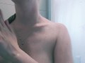 Natural blonde shows off armpits in shower