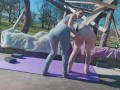 JOI Voyeur Stretching in Yoga pants with my tattoo girlfriend Anuskatzz