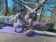 JOI Voyeur Stretching in Yoga pants with my tattoo girlfriend Anuskatzz