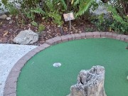 Pretty girl golfing in tight ripped jeans sfw