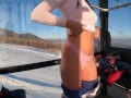 Extremely risky outdoor sex in a cabin above the ski slope - TonnyAndMiaLove