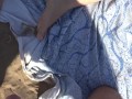 french amateur milf lets perverted man cum on her pussy on the beach