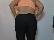 Curvy BBW on vibration plate spanking and 💦