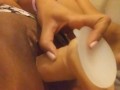 Fucking My Tight Young Wet Latina Pussy with Big White Dildo
