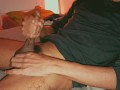 Solo Male Jerking Off His Big Cock with Slow Handjob Tease Loud Moaning and Huge Cumshot