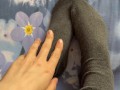Caresses of my long legs in grey socks