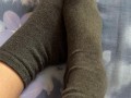 Caresses of my long legs in grey socks