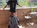 Busty French Girl Sucks My Cock on a Paris Hotel Balcony! "Risky Blowjob"