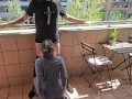 Busty French Girl Sucks My Cock on a Paris Hotel Balcony! "Risky Blowjob"