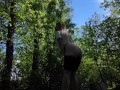 Masturbating my virgin pink pussy in the woods. Public jacking off, orgasm, almost getting caught. 4