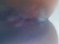 Huge load of sperm dripping from ass to pussy.