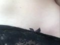 Cute innocent girl teasing w black lace pantie desire shows her little pink pussy