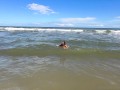 126 D tanned asian milf gets creampie on the beach washes cum off