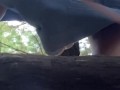 Cum-Dripping Pussy Peeing on a Log in the Forest