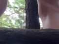 Cum-Dripping Pussy Peeing on a Log in the Forest