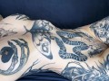 Tattooed body teasing with OIL slow and sensual - UrAlexis