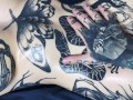 Tattooed body teasing with OIL slow and sensual - UrAlexis