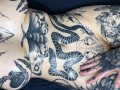 Tattooed body teasing with OIL slow and sensual - UrAlexis