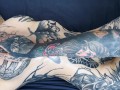 Tattooed body teasing with OIL slow and sensual - UrAlexis