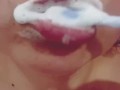 CLEANING MY DIRTY MOUTH AFTER HUGE CREAMPIE/CLOSE UP