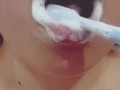 CLEANING MY DIRTY MOUTH AFTER HUGE CREAMPIE/CLOSE UP