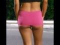 Sexy Pink micro skirt in public no panties