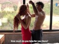Incredible redhead stepsister dominates her stepbrother and fucks him with a great mountain view