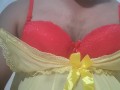 Cock cage with red panti and bra.bottam