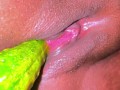 A Big Cucumber Stretches My Juicy Tight Pussy & Make Me Supper Horny, its Like Real Fucking Feeling
