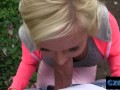 CzechXXX - Fucking a Busty Blonde Behind a Bridge for Cash