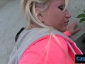 CzechXXX - Fucking a Busty Blonde Behind a Bridge for Cash