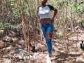 Cute Ebony Bubble Butt Babe in the Caribbean Woods