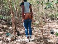Cute Ebony Bubble Butt Babe in the Caribbean Woods