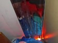 Huge buildup of cum 😍 after my stream Cumming on my mirror in red lighting ✨️ 👌 spraying sperm