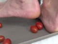 I trample tomatoes with my feet