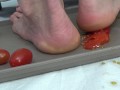 I trample tomatoes with my feet