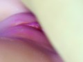 Juicy pussy close-up absorbs a portion of sperm from a big cock and slurps!