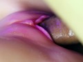 Juicy pussy close-up absorbs a portion of sperm from a big cock and slurps!