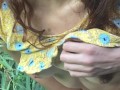 Horny barefoot hippie spits in your mouth and cums in the garden