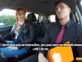 Fake Driving School GINGER Big Tits and Hairy GINGER Pussy in Hot Exam Fuck