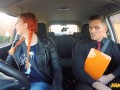 Fake Driving School GINGER Big Tits and Hairy GINGER Pussy in Hot Exam Fuck