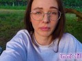 ALONE? Outside on the fields i presnet my huge labia teen pussy and clit